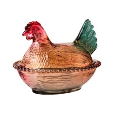 Hen on Nest Glass Candys Jar with Lid Crystal Glass Candys Dishes Table