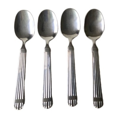 4 Wallace CHARDONNAY Teaspoons 18/8 Stainless Glossy Ribbed 6 3/8'' Flatware