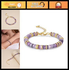 Colorful 18K Gold Plated Bracelets Set for Women, Stackable Beaded Bangle Jewelr