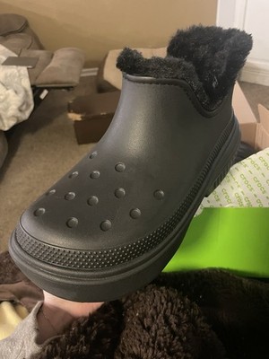 Crocs Stomp Lined Shorty Boot Black, Faux Fur, Unisex, Size W10/M8