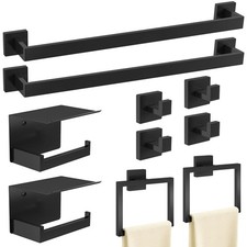 STWWO 10-Piece Matte Black Bathroom Hardware Accessories Set, 24 inch Towel B...
