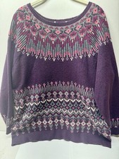 Classic Talbots Fair Isle Purple Icicle Fair Lambswool Pullover Womens XL