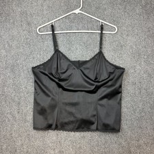 Vintage Adonna Black Satin Lace Camisole Top Size 40 USA