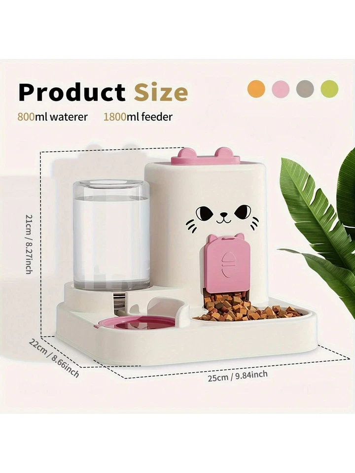 2 en 1 Dispensador de Alimentos para Gatos Agua y Alimentos Integrado Completamente Automático Alimentador para Gatos Foto 4 de 4