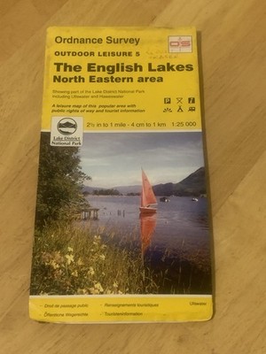 Ordnance Survey Outdoor Leisure 5 English Lakes North Eastern Area Map 1995