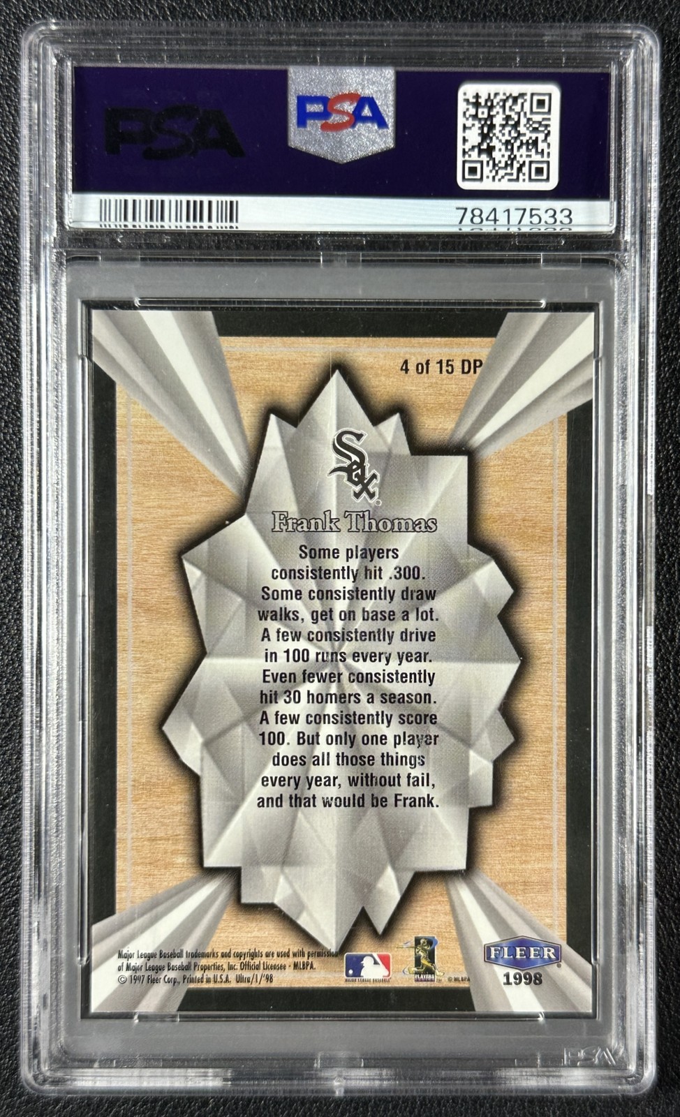 FRANK THOMAS PSA 5 1998 FLEER ULTRA #4DP DIAMOND PRODUCERS WHITE SOX 7533 view 2