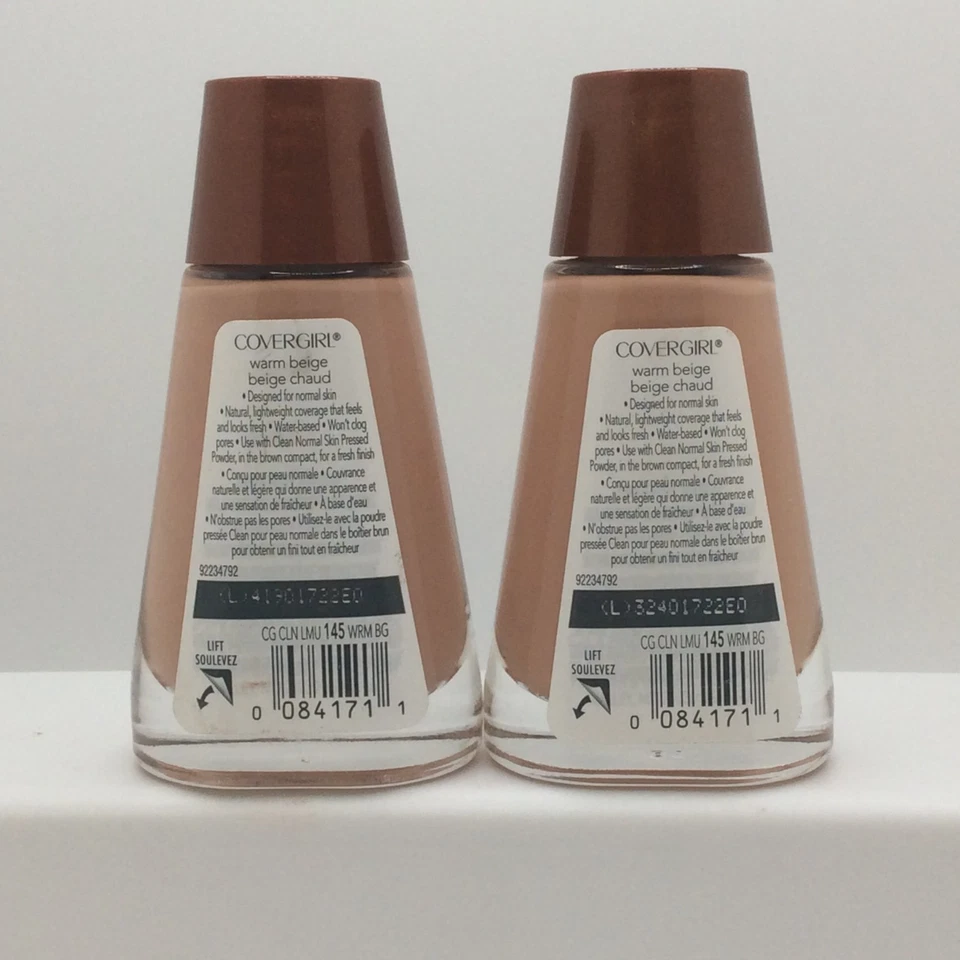 CoverGirl Clean Liquid Foundation For Normal Skin, 145 Warm Beige, PACK OF 2 - Image 2 of 2