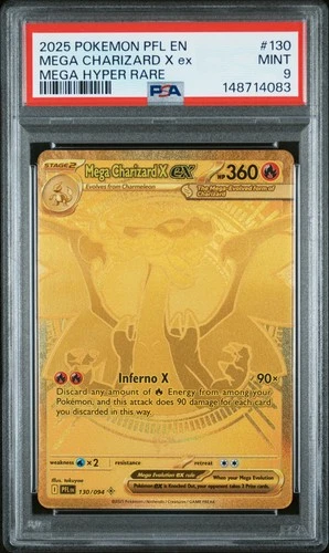 2025 POKEMON PFL EN-PHANTASMAL FLAMES MEGA HYPER RARE MEGA CHARIZARD X EX PSA 9