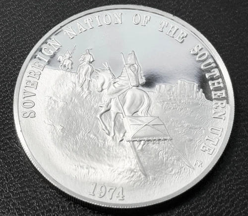 1974 Sovereign Nation of The Southern Ute 0.8 Troy oz .999 Silver Proof Round