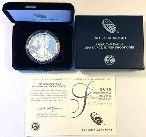 2016w American Silver Proof Eagle Deep Cameo US Mint in OGP w/COA Free Shipping!