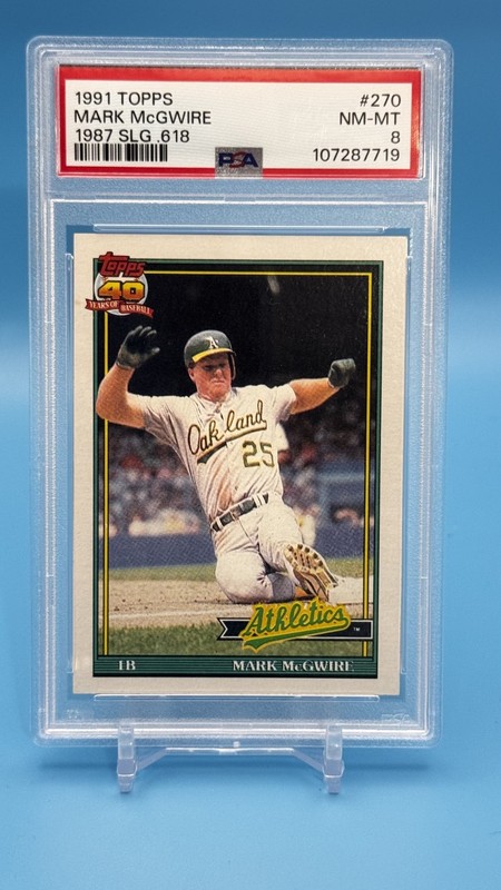 1991 Topps Mark McGwire #270 PSA 8 NM-MT (SLG .618) Oakland Athletics Vintage