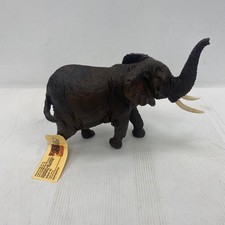 Wooden Elephant Carved Figure Wood Handmade 9" South Africa by Thabethe RARE