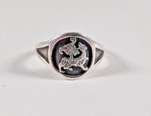 Unusual Vintage Ortak Maeshowe Dragon Silver Ring Malcolm Gray  Size O 1/2