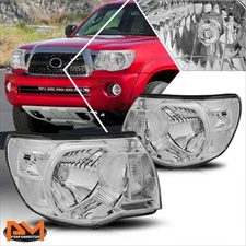For 05-11 Tacoma Direct Replacement Headlight/Lamps Chrome Housing Clear Corner