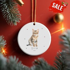 Personalized Bengal Cat Ornament, Cat Mom and Cat Daddy Gift, Ceramic Christm...