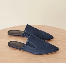 Jenni Kayne Navy Suede Mules Slides Pointed Tpe size 36 US 6 Handmade in Italy