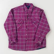 vtg y2k basic editions quilt lined flannel work shirt jacket shacket men’s large
