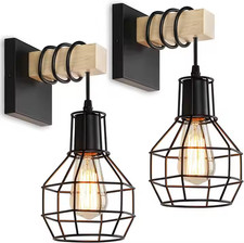 2x Industrial Wall Lamp Indoor Cage Wall Lights E27 Vintage Sconces Wall Lights