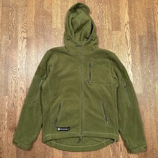 Bearskin Tactical V1 Full Zip Polar Fleece Army Green Hooded Jacket Mens Medium