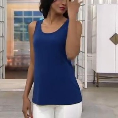 Susan Graver Modern Essentials Size 5X Twilight Blue Liquid Knit Tank
