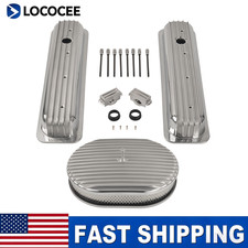 For Sbc Chevy Vortec 5.0 5.7 350 87-97 Finned Short Valve Cover 12 Air Cleaner For Sbc Chevy Vortec 5.0 5.7 350 87-97 Finned Short Valve Cover 12 Air Cleaner
