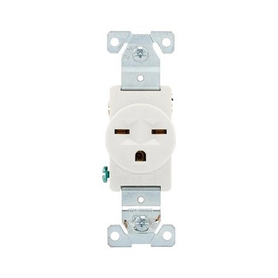 Eaton Wiring Devices 5661W - Recp Sgl 15A250V 2P3W Brass Strap B&S WH - 1EA