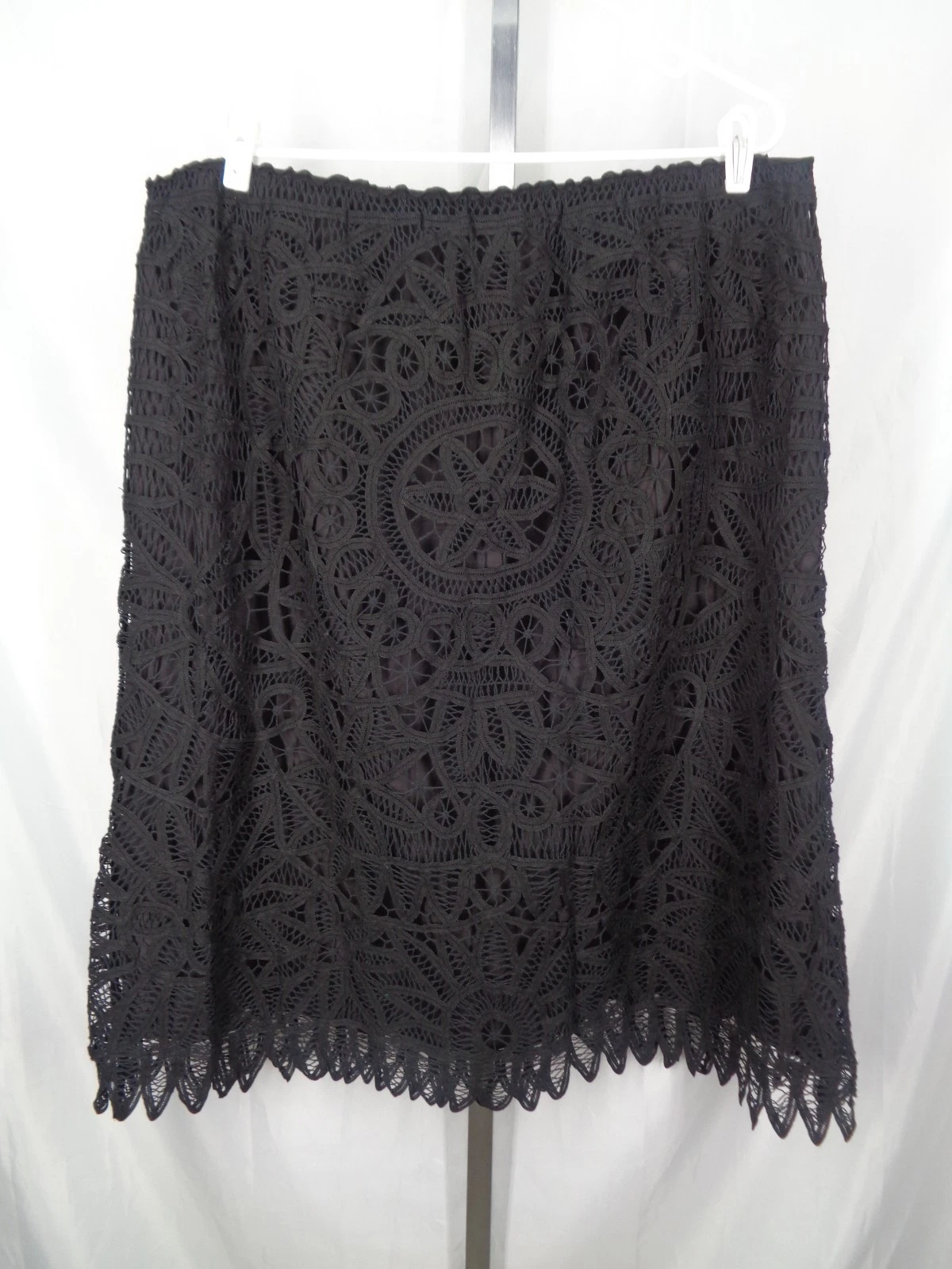 Laura Ashley Woman Black Cotton Lace Crochet Midi Skirt Plus Size 3X New