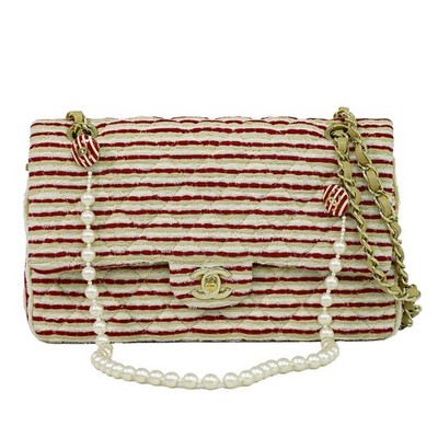 CHANEL Coco Sailor Matelasse Canvas Chain Shoulder Bag Double Flap Multicolor