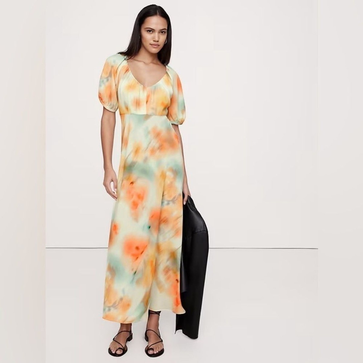 banana republic orange maxi dress Georgette Strappy Maxi Dress