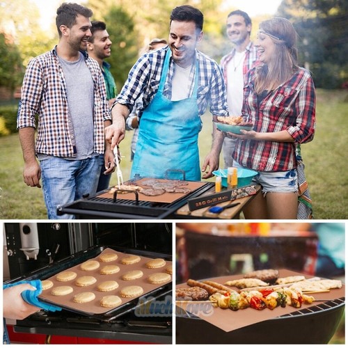 5x Copper Grill Mat BBQ Pad Non Stick Barbecue Mat Cooking Chef Bake Reusable US - 第 10/12 張圖片