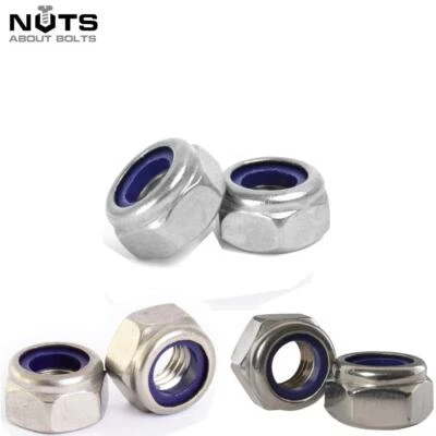 NUTS ABOUT BOLTS M4 M5 M6 M8 M10 M12 M16 M20 NYLOC NYLON INSERT LOCKING NUTS BZP A2 A4 STAINLESS