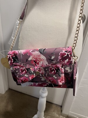 NWT Betsey Johnson 2-Piece Set Crossbody Bag Purse & Credit Card Case Mauve Pink