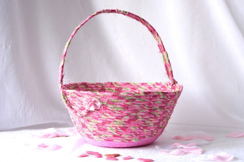 Pink Girl Basket Pretty Bucket Baby Nursery Handmade toy bin Wexford Treasures - Picture 5 of 7