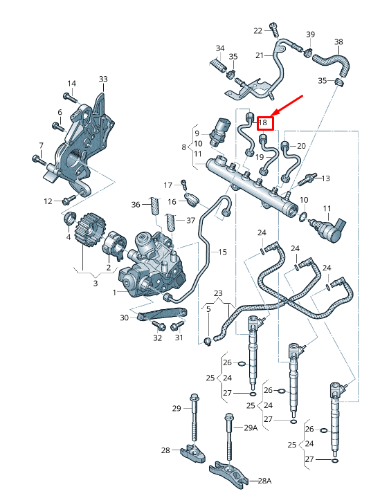 NOUVEAU TUYAU DE PRESSION DE CARBURANT SKODA RAPID NH 04B130303B ORIGINAL