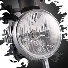 VAWiK 7" headlight lamp solid retro style chrome metal housing ECE fits Yamaha