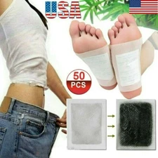 50x Ginger Foot Pads Detox Patch Detoxify Toxins Adhesive Keep Fit Slimming Pad