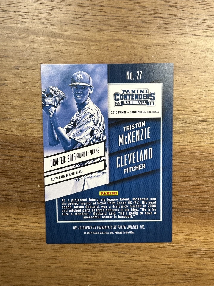 Triston McKenzie 2015 Contenders Draft Ticket Auto #27 Cleveland Guardians - Image 3 of 3