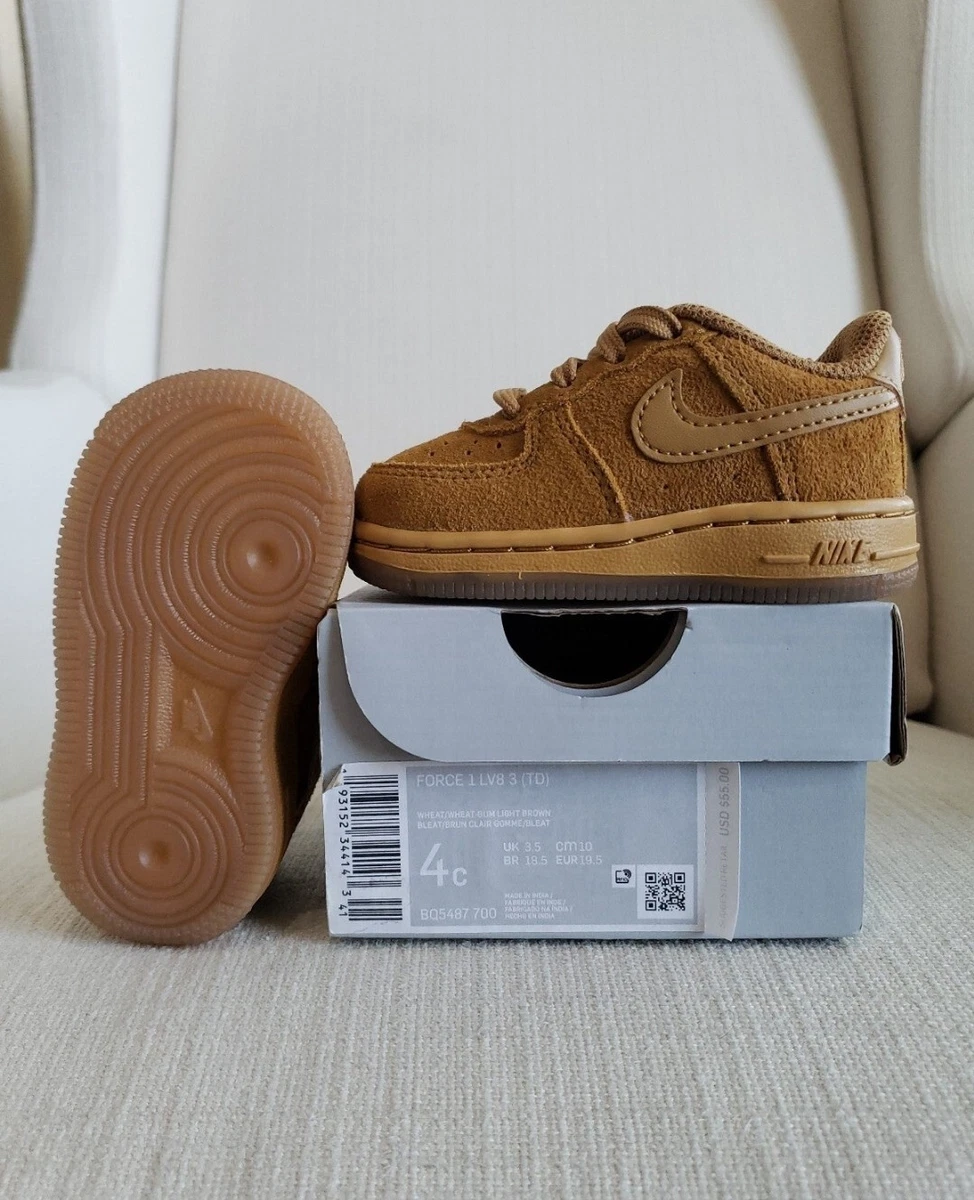 Nike Air Force 1 LV8 (TD) - Size 4C - Wheat/Gum Light Brown - NEW