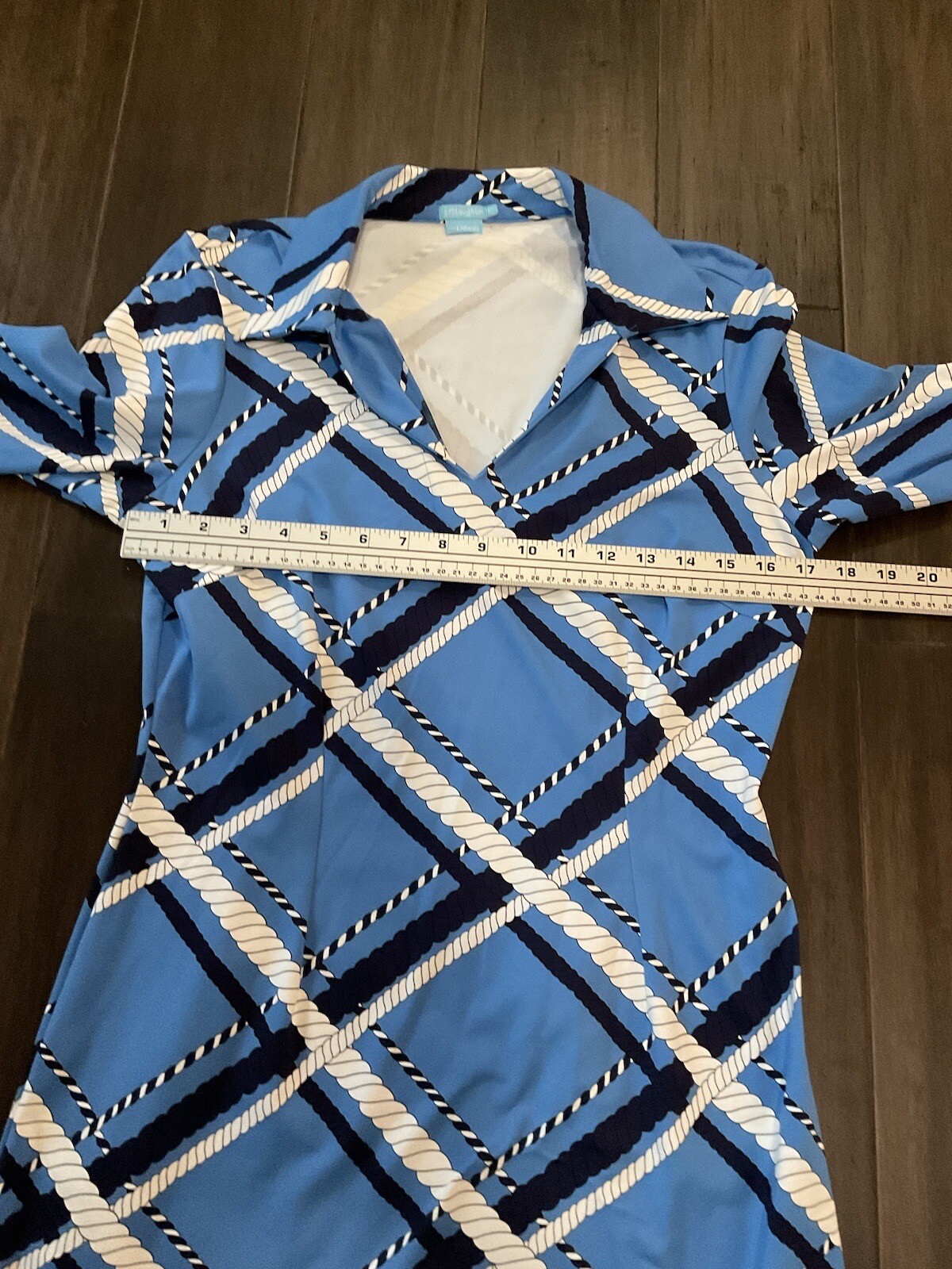 J McLaughlin for Dillards Catalina Cloth Blue White 3/4 Sleeve Dress