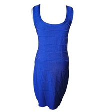 Calvin Klein Size Large Royal Blue Bodycon Bandage Dress Stretch Cocktail $158