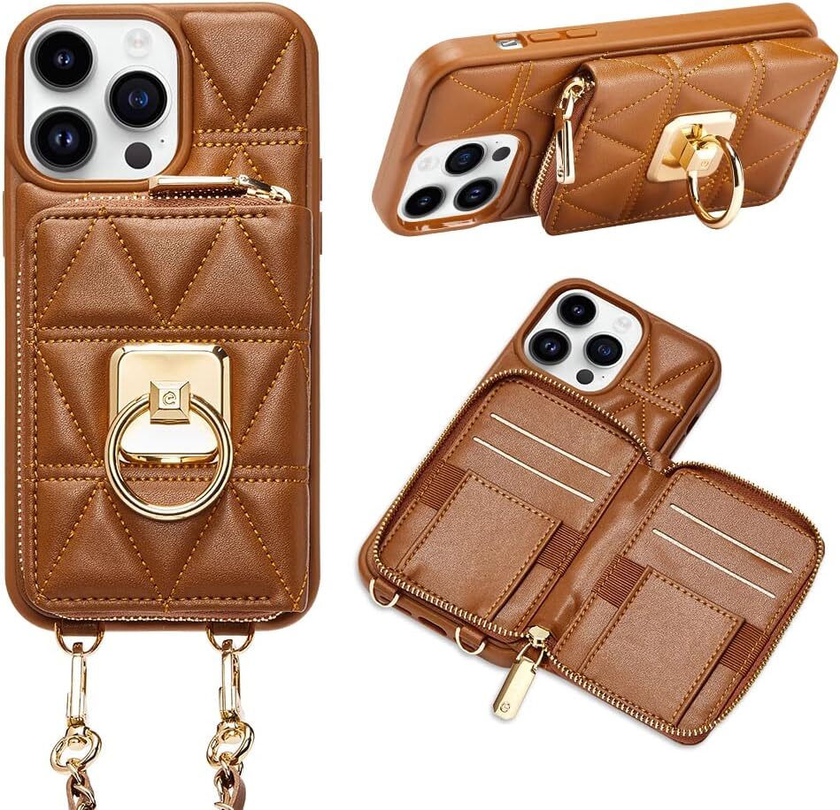 iPhone 14 Pro Max Wallet Case with Card Slot in Brown-image