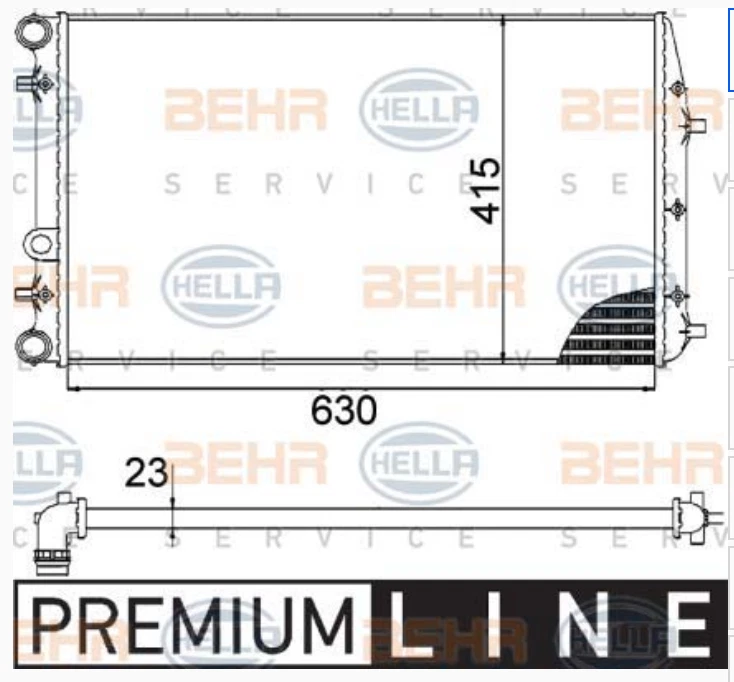 HELLA radiador refrigeración del motor para SEAT Cordoba, Ibiza ŠKODA Fabia VW Fox, Polo TDI Foto 2 de 4