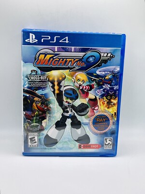PlayStation Game New Mighty No. 9 Sony Ps4 w/ Ray Expansion Artbook Poster Fun