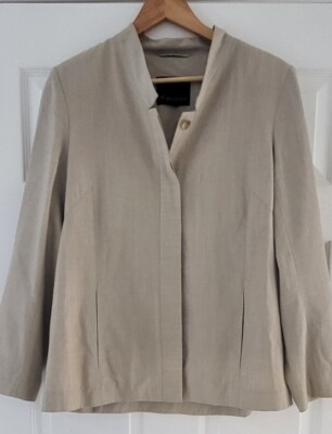 MULBERRY Vintage Damen Wolle & Baumwollmischung Beige Jacke Größe 14