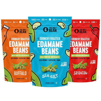 Crunchy Dry Roasted Edamame Beans (Variety Pack), Low Carb Keto Healthy Snacks f