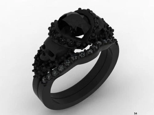 Black skull wedding deals rings