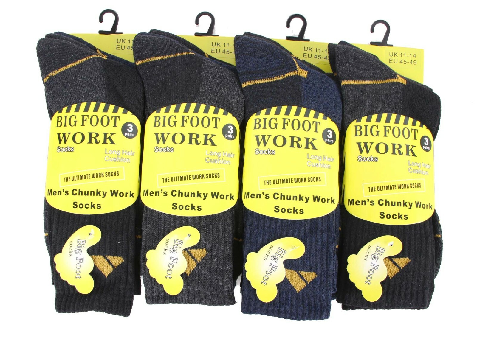 Men's Loose Top & Elastic Work Boot Socks, Cushion Sole Reinforced Toe
