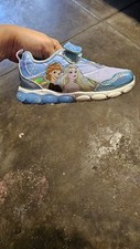 blue Disney Frozen II Anna and Elsa Girls Hook Loop Light Up Sneakers  shoes