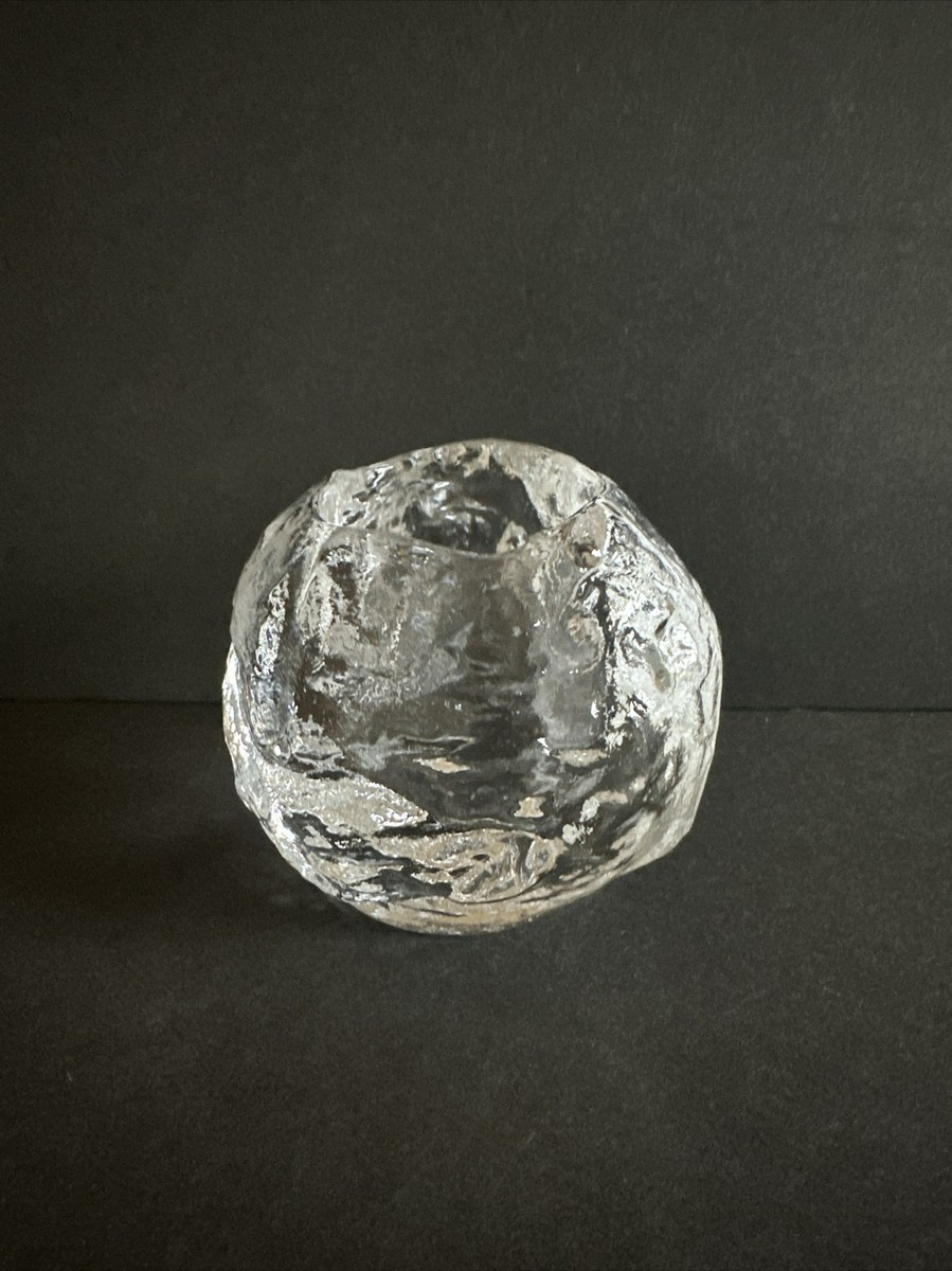 Kosta Boda Sweden Crystal Snowball Votive Medium Candle Holder 3