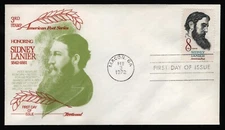 #1446 8c Sidney Lanier, Fleetwood FDC **ANY 5=FREE SHIPPING**
